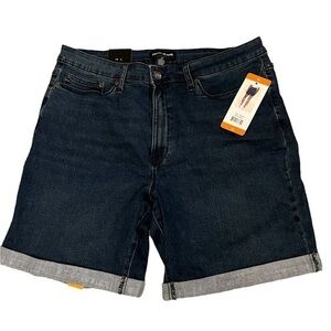 NWT! DKNY dark wash roll cuff jeans shorts #1664833